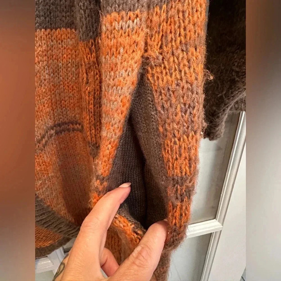 Vintage BCBGMAXAZRIA Y2K Brown Orange Open Front SOFT Cardigan Sweater Size L - Picture 4 of 9